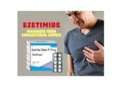 Ezetimibe 10 mg manages high cholesterol levels